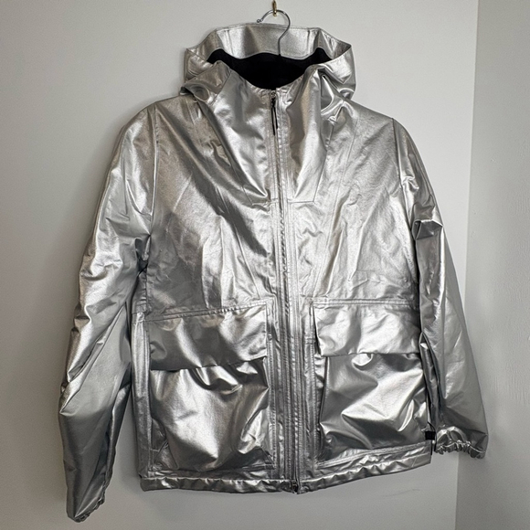 lululemon athletica Other - Lululemon Lab | Metallic Foil Hooded Jacket | Relaxed Fit | Sz XS | Silver | EUC